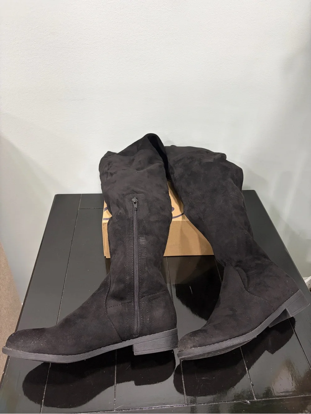 Greatonu Women’s Black Over-the-Knee Suede Boots